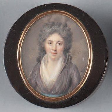 BORNET, Claude (1733-1804). Boîte ronde en écaille brune, le couvercle orné d'une...