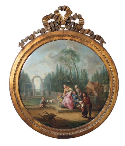 GAREMIJN Jan-Anton.Brugge 1712 - id ; 1799. 1 - Les plaisirs du jardinage.
Huile...