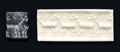 null Cylinder seal engraved with a parade of goats. The details are made with the...