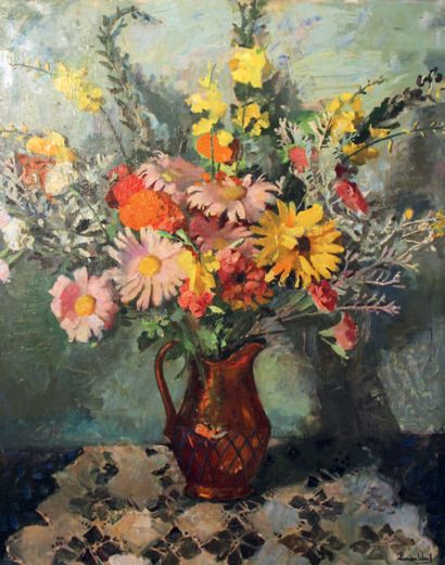 Lucien WEIL (1902 - 1963). Le grand bouquet.
Huile sur toile, signée en bas à droite...