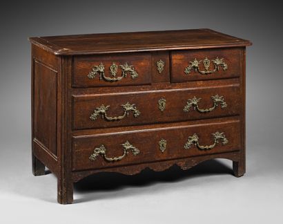 null Walnut arched REGENCY COMMODE, with three rows of drawers, with its original...