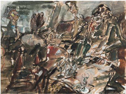 GEN PAUL (1895 - 1975) At the café.
Gouache on pencil lines, signed lower right.
47...