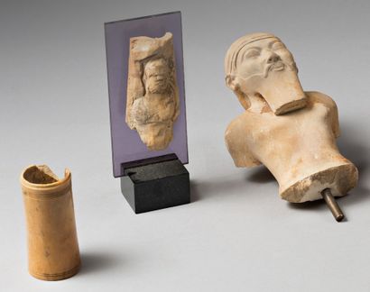 null Lot composed of a relief representing a bearded man, a cylindrical case, an...