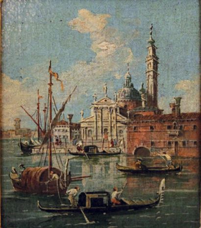 GUARDI Francesco (Dans le Goût de).Venise 1712 – 1793. 1 - Vue de San Giorgio Maggiore.
Huile...