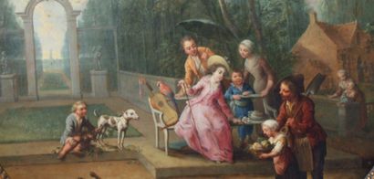 GAREMIJN Jan-Anton.Brugge 1712 - id ; 1799. 1 - The pleasures of gardening.
Oil on...