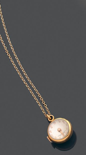 null Articulated necklace in yellow gold 750 thousandths supporting in pendant a...