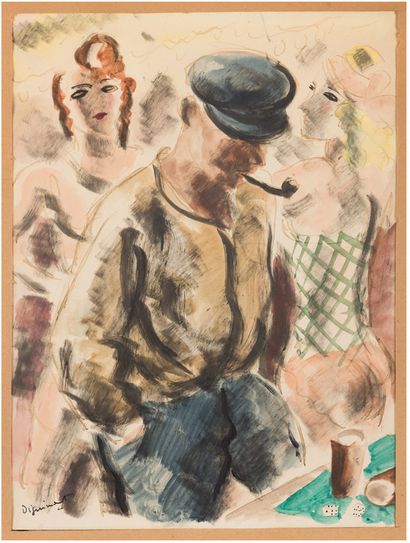 André DIGNIMONT (1891-1965) The Dice Player
Watercolour gouache, signed lower left...