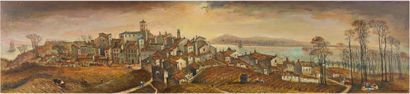 Jean RAFFY LE PERSAN (1920-2008) Panorama d'un village du midi
Huile sur panneau,...