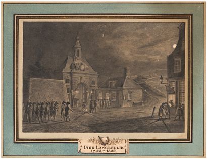 LANGENDIJK Dirk Rotterdam 1748-id.; 1805 1-Scène d'explosion dans un corps de garde
Plume,...