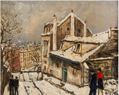 Alphonse QUIZET (1885-1955) Montmartre, la maison de Mimi Pinson
Huile sur panneau,...