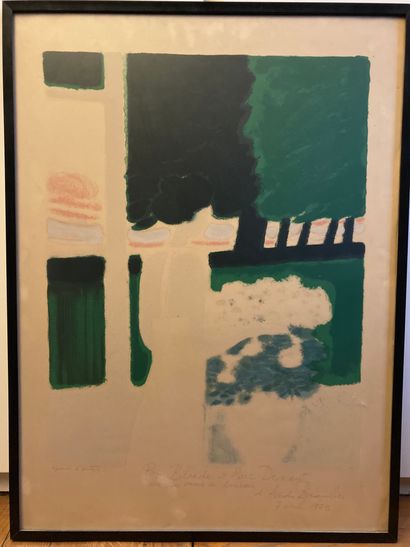 André BRASILIER (né en 1929) Window on the park. 1973.
Lithograph in colours annotated...