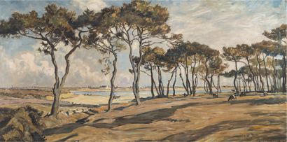 André DAUCHEZ (1870-1948) Brittany, cows by the sea
Oil on canvas, signed lower right
52...