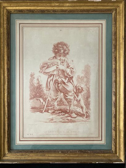 GILLES DEMARTEAU (1722-1776) Le dénicheur de merles N°84-la maraudeuse de fleurs
N°...
