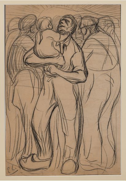Eugène Laermans (1864-1940) At the dawn of the new day
Black pencil drawing signed...