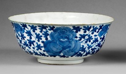 CHINE-Epoque Guangxu (1875-1908) Bol en porcelaine décorée en bleu sous couverte...