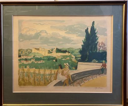 Yves BRAYER (1907-1990) Ville en Provence.
Lithograph in colours on vellum signed...