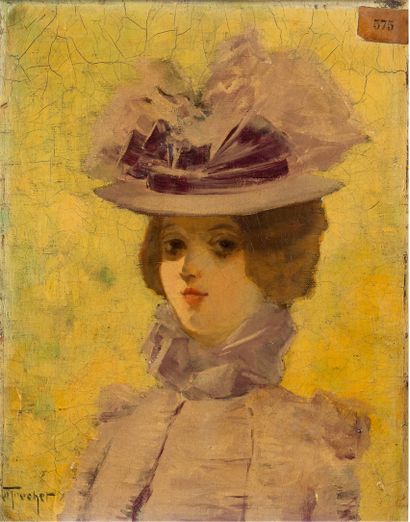 Louis ABEL-TRUCHET (1857-1918) Jeune femme en mauve
Huile sur toile, signée en bas...