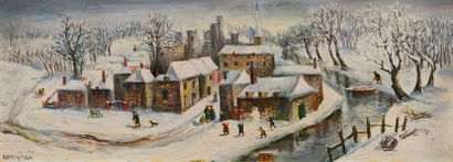 Jean RAFFY LE PERSAN (1920-2008) Village en hiver
Huile sur panneau, signée en bas...