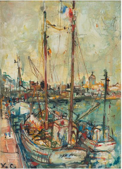 Jean COMMERE (1920-1986) Bateaux au port
Huile sur toile, signée des initiales en...