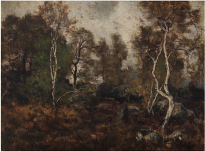 Louis WATELIN (1838 -1907) Forêt de Fontainebleau, le long rocher
Huile sur toile,...