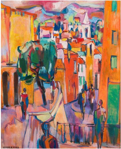 Claude SCHURR (1921-2014) Les pentes du vieux Nice
Oil on canvas, signed lower left,...