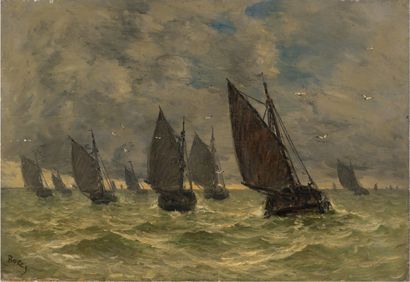 Franck MYERS BOGGS dit Frank BOGGS (1855-1926) Grosse mer par temps gris
Oil on canvas,...