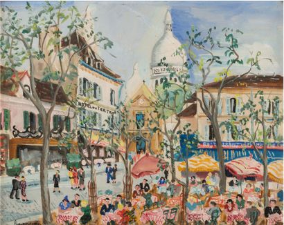 Lucien GENIN (1894-1953) Montmartre, place du Tertre
Gouache, signed lower left
32...