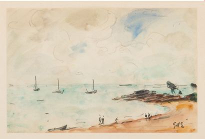 Georges D'ESPAGNAT (1870-1950) Bord de mer
Aquarelle sur traits de crayon, signée...