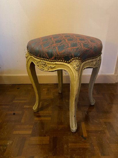null Lot including: high stool in lacquered wood of Louis XV style; three small nesting...