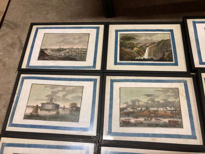 null Lot of sixteen watercolors: landscapes and oriental cities