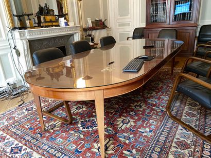 null Oval conference table with three extensions. Directoire style. 190 x 130 cm....