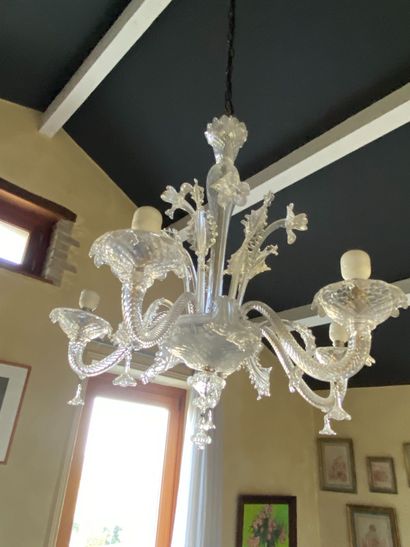 null Chandelier in glass of Venice with four arms of lights.