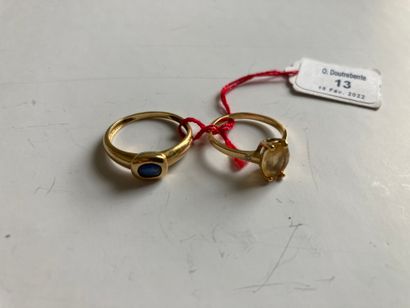 null Two rings in yellow gold 750 thousandth each one decorated with a sapphire or...