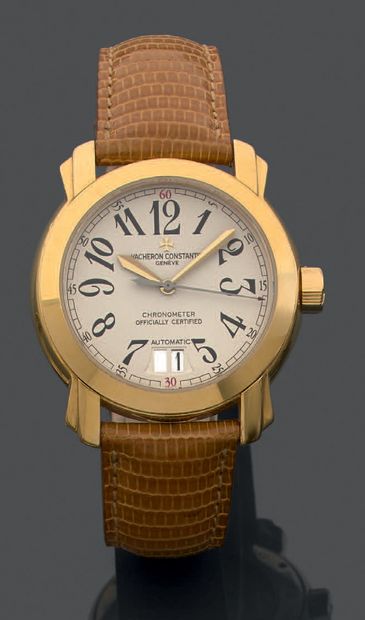 VACHERON CONSTANTIN Bracelet watch in gold 750 thousandths. Round case, transparent...