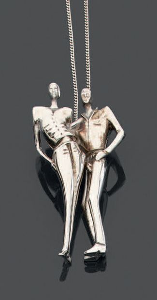 null Six articulated silver necklaces 925 thousandths each holding in pendant of...