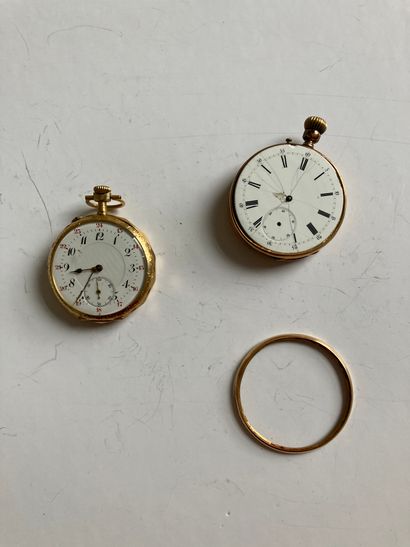 Two pocket watches in yellow gold 750 thousandth,...