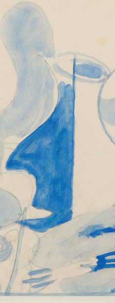 Georges BRAQUE (1882 - 1963) La palette au vase, circa 1948.
Watercolor on pencil...