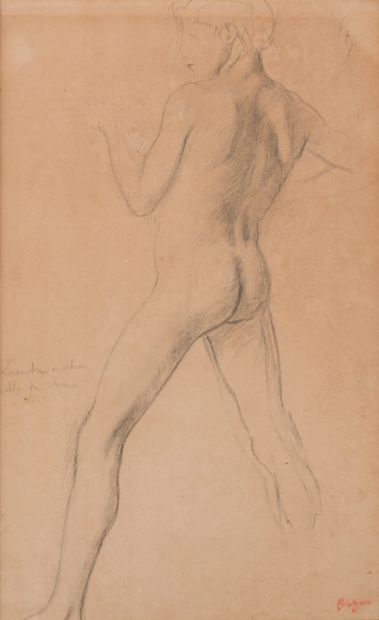 Edgar DEGAS (1834 - 1917) Study for Spartan Girls Practicing Wrestling.
Drawing in...