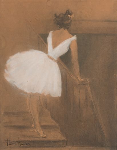 Henri BOUTET (1851 - 1919) La danseuse.
Gouache, crayon noir et estompe, signé en...