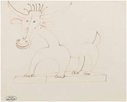 André DERAIN (1880 - 1954) Vache fantastique.
Dessin à l'encre, porte le timbre de...