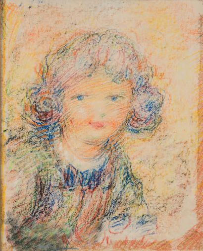 Lucien BOULIER (1882 - 1963) Portrait d'enfant.
Dessin au crayolor, signé vers le...