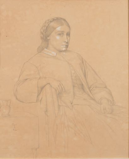 Gabriel TYR (1817 - 1868) Portrait of Aline de La Motte Ango de Flers, Countess Taffin...