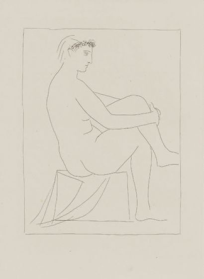 PABLO PICASSO (1881 - 1973) Naked woman crowned with flowers. Plate 1 of the suite
Vollard.1930.
Etching...