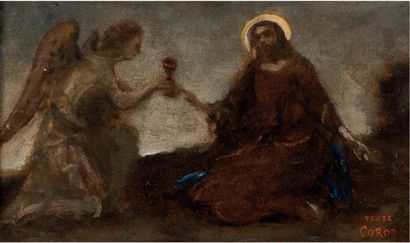 Jean-Baptiste Camille COROT (1796 - 1875) Christ in the Garden of Olives, ca. 1855,...