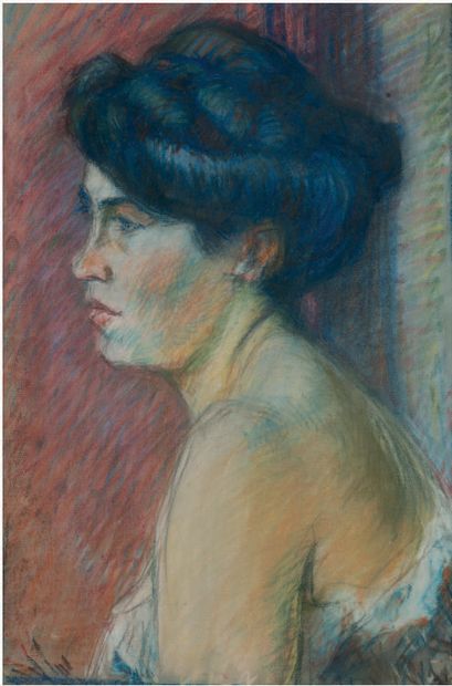 Ecole Moderne Woman with a bun.
Pastel.
46 x 31 cm.
Acquired by the late owner as...
