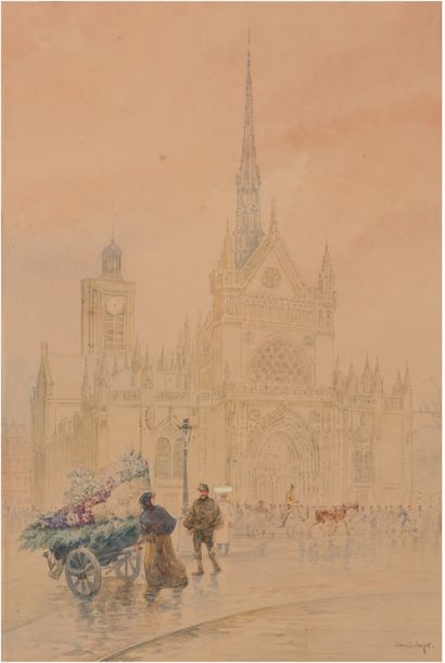 Francis GARAT (1866 - 1925) Paris, l'église Saint-Laurent.
Aquarelle, signée en bas...