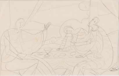 André DERAIN (1880 - 1954) The Last Supper.
Black pencil drawing, bears the stamp...