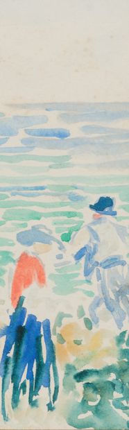 Henri Edmond CROSS (1856 - 1910) Horse by the sea.
Watercolor, signed with initials...