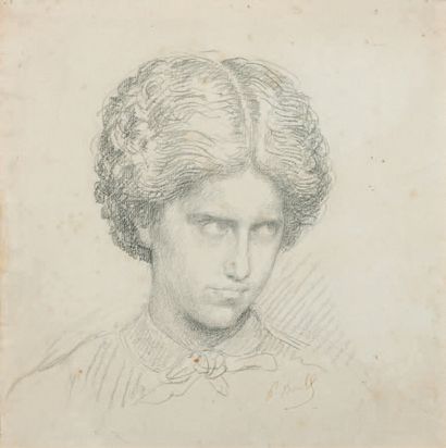 Paul BOREL (1828 - 1913) Portrait de femme.
Dessin à la mine de plomb, signé vers...