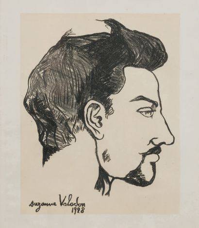 Suzanne VALADON (1865 - 1938) Portrait de Maurice Utrillo. Lithographie sur chine....